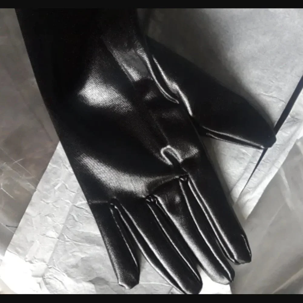 FA Latex Cosplay Black Long Gloves